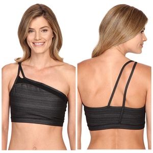 Black & Silver Zobha Lady One Shoulder Sports Bra
